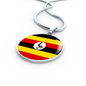 Uganda Flag Necklace Circle Pendant Stainless Steel or 18k Gold 18-22"-Express Your Love Gifts