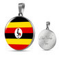 Uganda Flag Necklace Circle Pendant Stainless Steel or 18k Gold 18-22"-Express Your Love Gifts