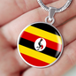 Uganda Flag Necklace Circle Pendant Stainless Steel or 18k Gold 18-22"-Express Your Love Gifts