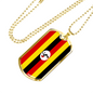 Uganda Flag Necklace Stainless Steel or 18k Gold Dog Tag 24" Chain-Express Your Love Gifts