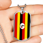 Uganda Flag Necklace Stainless Steel or 18k Gold Dog Tag 24" Chain-Express Your Love Gifts