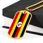 Uganda Flag Necklace Stainless Steel or 18k Gold Dog Tag 24" Chain-Express Your Love Gifts