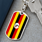 Uganda Flag Swivel Keychain Dog Tag Stainless Steel or 18k Gold-Express Your Love Gifts