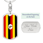 Uganda Flag Swivel Keychain Dog Tag Stainless Steel or 18k Gold-Express Your Love Gifts