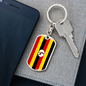 Uganda Flag Swivel Keychain Dog Tag Stainless Steel or 18k Gold-Express Your Love Gifts
