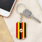 Uganda Flag Swivel Keychain Dog Tag Stainless Steel or 18k Gold-Express Your Love Gifts