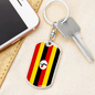 Uganda Flag Swivel Keychain Dog Tag Stainless Steel or 18k Gold-Express Your Love Gifts