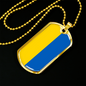 Ukraine Flag Necklace Stainless Steel or 18k Gold Dog Tag 24" Chain-Express Your Love Gifts