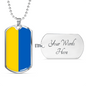 Ukraine Flag Necklace Stainless Steel or 18k Gold Dog Tag 24" Chain-Express Your Love Gifts