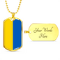 Ukraine Flag Necklace Stainless Steel or 18k Gold Dog Tag 24" Chain-Express Your Love Gifts