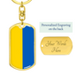 Ukraine Flag Swivel Keychain Dog Tag Stainless Steel or 18k Gold-Express Your Love Gifts