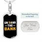 Unbank The Bank Crypto Keychain Stainless Steel or 18k Gold Dog Tag Keyring-Express Your Love Gifts