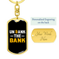 Unbank The Bank Crypto Keychain Stainless Steel or 18k Gold Dog Tag Keyring-Express Your Love Gifts