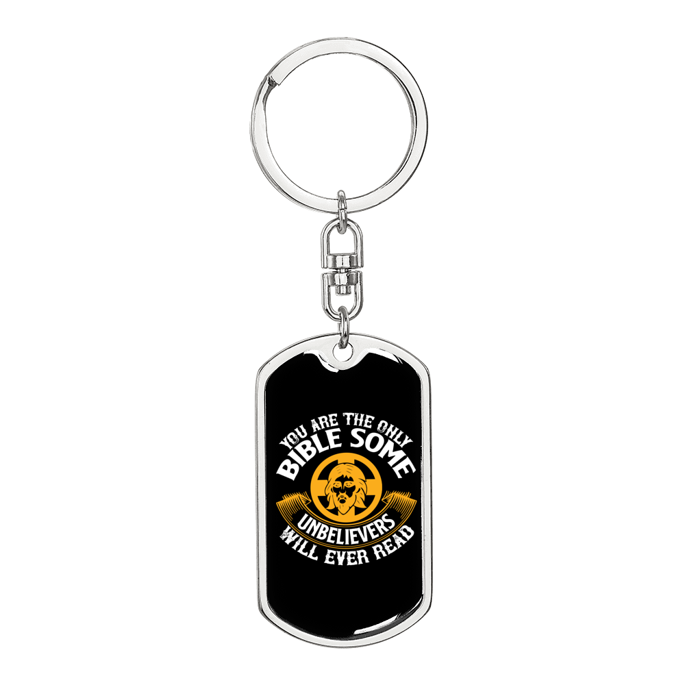 Unbelievers Will Ever Read Keychain Stainless Steel or 18k Gold Dog Tag Keyring-Express Your Love Gifts