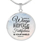 Under His Wings Circle Necklace Stainless Steel or 18k Gold 18-22"-Express Your Love Gifts