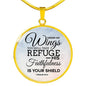 Under His Wings Circle Necklace Stainless Steel or 18k Gold 18-22"-Express Your Love Gifts