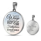 Under His Wings Circle Necklace Stainless Steel or 18k Gold 18-22"-Express Your Love Gifts