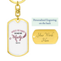 Under His Wings Psalm 91:4 Keychain Stainless Steel or 18k Gold Dog Tag Keyring-Express Your Love Gifts