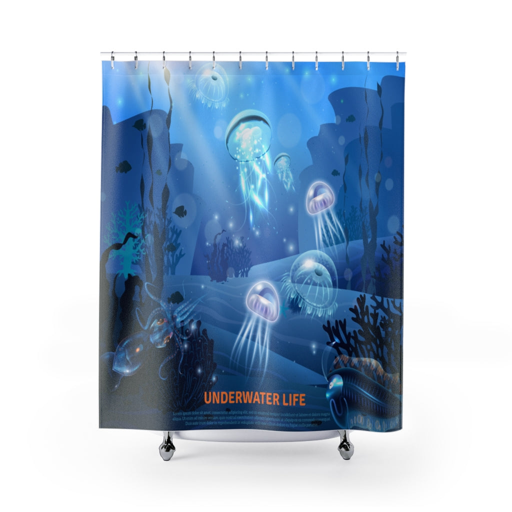 Underwater Life Background Stylish Design 71" x 74" Elegant Waterproof Shower Curtain for a Spa-like Bathroom Paradise Exceptional Craftsmanship-Express Your Love Gifts