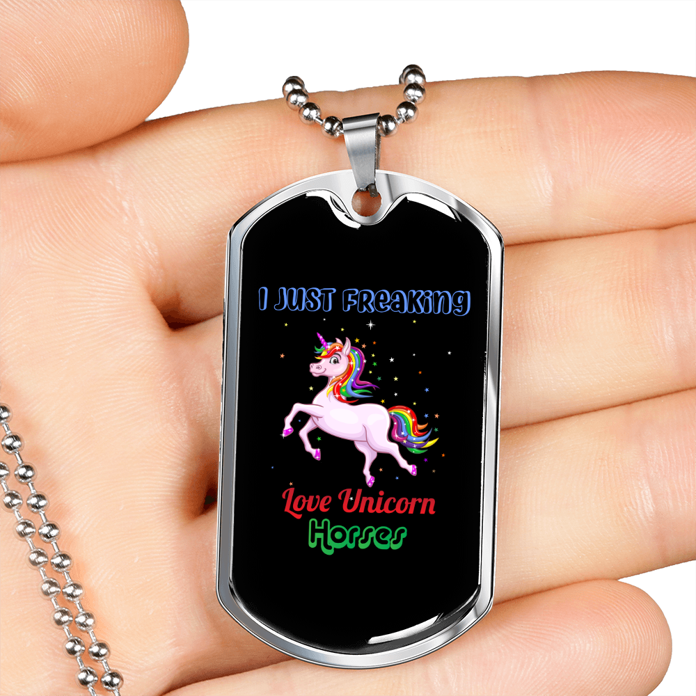 Unicron Horses Horse Necklace Stainless Steel or 18k Gold Dog Tag 24" Chain-Express Your Love Gifts