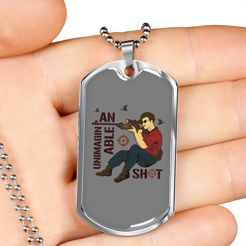 Unimaginable Shot Hunting Necklace Stainless Steel or 18k Gold Dog Tag 24"-Express Your Love Gifts