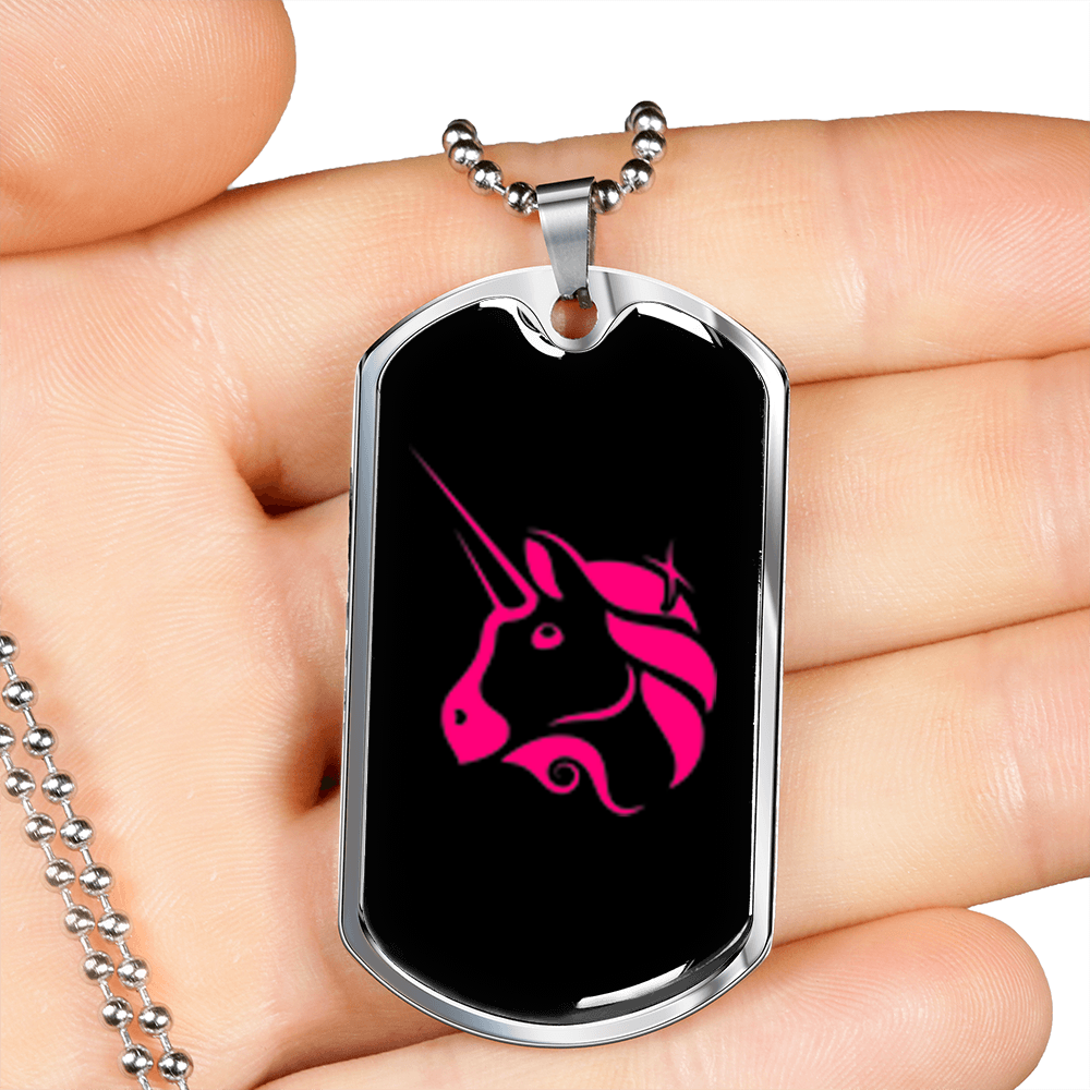 Uniswap (UNI Crypto Necklace Stainless Steel or 18k Gold Dog Tag 24" Chain-Express Your Love Gifts