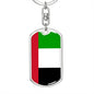 United Arab Emirates Flag Keychain Dog Tag Stainless Steel or 18k Gold-Express Your Love Gifts