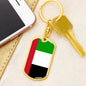 United Arab Emirates Flag Keychain Dog Tag Stainless Steel or 18k Gold-Express Your Love Gifts