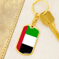 United Arab Emirates Flag Keychain Dog Tag Stainless Steel or 18k Gold-Express Your Love Gifts