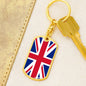 United Kingdom Flag Keychain Dog Tag Stainless Steel or 18k Gold-Express Your Love Gifts