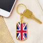 United Kingdom Flag Keychain Dog Tag Stainless Steel or 18k Gold-Express Your Love Gifts