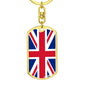 United Kingdom Flag Keychain Dog Tag Stainless Steel or 18k Gold-Express Your Love Gifts
