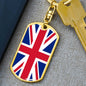 United Kingdom Flag Keychain Dog Tag Stainless Steel or 18k Gold-Express Your Love Gifts
