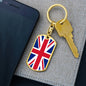 United Kingdom Flag Keychain Dog Tag Stainless Steel or 18k Gold-Express Your Love Gifts