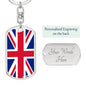 United Kingdom Flag Keychain Dog Tag Stainless Steel or 18k Gold-Express Your Love Gifts