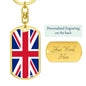 United Kingdom Flag Keychain Dog Tag Stainless Steel or 18k Gold-Express Your Love Gifts