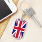United Kingdom Flag Keychain Dog Tag Stainless Steel or 18k Gold-Express Your Love Gifts