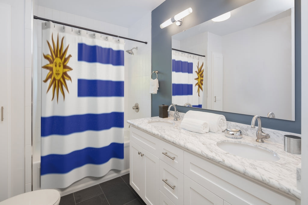 Uruguay Flag Stylish Design 71" x 74" Elegant Waterproof Shower Curtain for a Spa-like Bathroom Paradise Exceptional Craftsmanship-Express Your Love Gifts