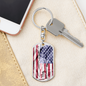 US Flag Distressed With Statue Of Liberty Dog Tag Pendant Keychain Stainless Steel or 18k Gold-Express Your Love Gifts
