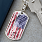 US Flag Distressed With Statue Of Liberty Dog Tag Pendant Keychain Stainless Steel or 18k Gold-Express Your Love Gifts