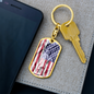 US Flag Distressed With Statue Of Liberty Dog Tag Pendant Keychain Stainless Steel or 18k Gold-Express Your Love Gifts