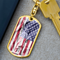 US Flag Distressed With Statue Of Liberty Dog Tag Pendant Keychain Stainless Steel or 18k Gold-Express Your Love Gifts