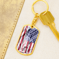 US Flag Distressed With Statue Of Liberty Dog Tag Pendant Keychain Stainless Steel or 18k Gold-Express Your Love Gifts
