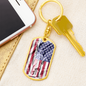 US Flag Distressed With Statue Of Liberty Dog Tag Pendant Keychain Stainless Steel or 18k Gold-Express Your Love Gifts
