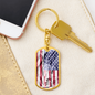 US Flag Distressed With Statue Of Liberty Dog Tag Pendant Keychain Stainless Steel or 18k Gold-Express Your Love Gifts