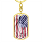 US Flag Distressed With Statue Of Liberty Dog Tag Pendant Keychain Stainless Steel or 18k Gold-Express Your Love Gifts