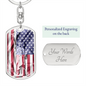 US Flag Distressed With Statue Of Liberty Dog Tag Pendant Keychain Stainless Steel or 18k Gold-Express Your Love Gifts