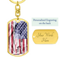 US Flag Distressed With Statue Of Liberty Dog Tag Pendant Keychain Stainless Steel or 18k Gold-Express Your Love Gifts