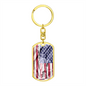 US Flag Distressed With Statue Of Liberty Dog Tag Pendant Keychain Stainless Steel or 18k Gold-Express Your Love Gifts