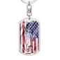US Flag Distressed With Statue Of Liberty Dog Tag Pendant Keychain Stainless Steel or 18k Gold-Express Your Love Gifts